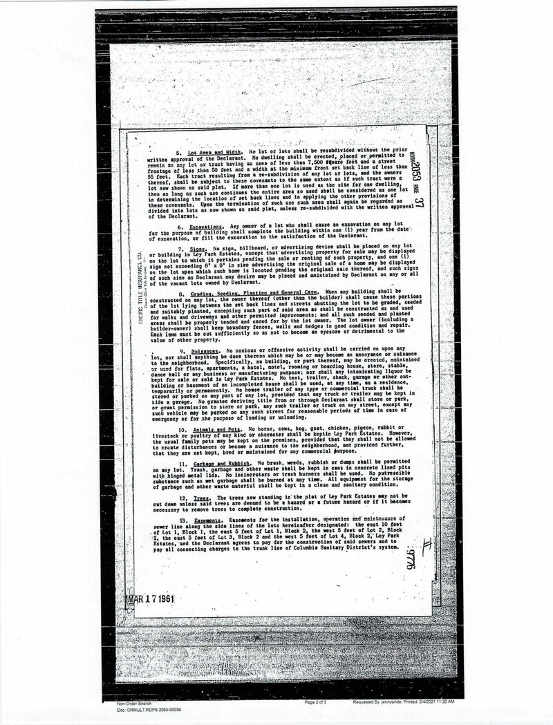 CC&R Declaration — page 2. Provision 9: Nuisances.